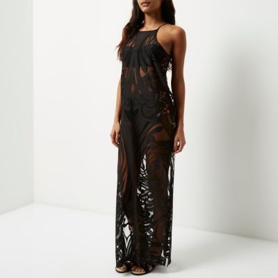 Black lace cover-up maxi dress